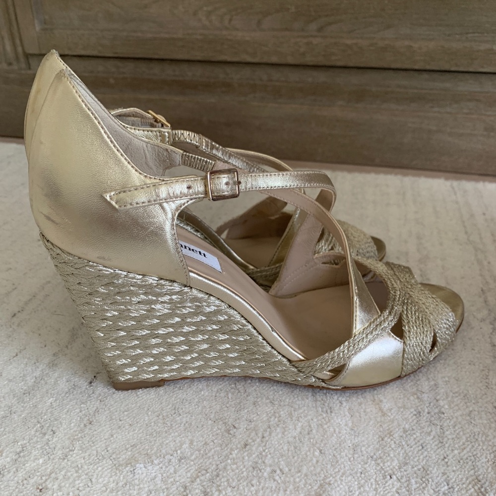 LK Bennett gold/platinum wedges very good cond.